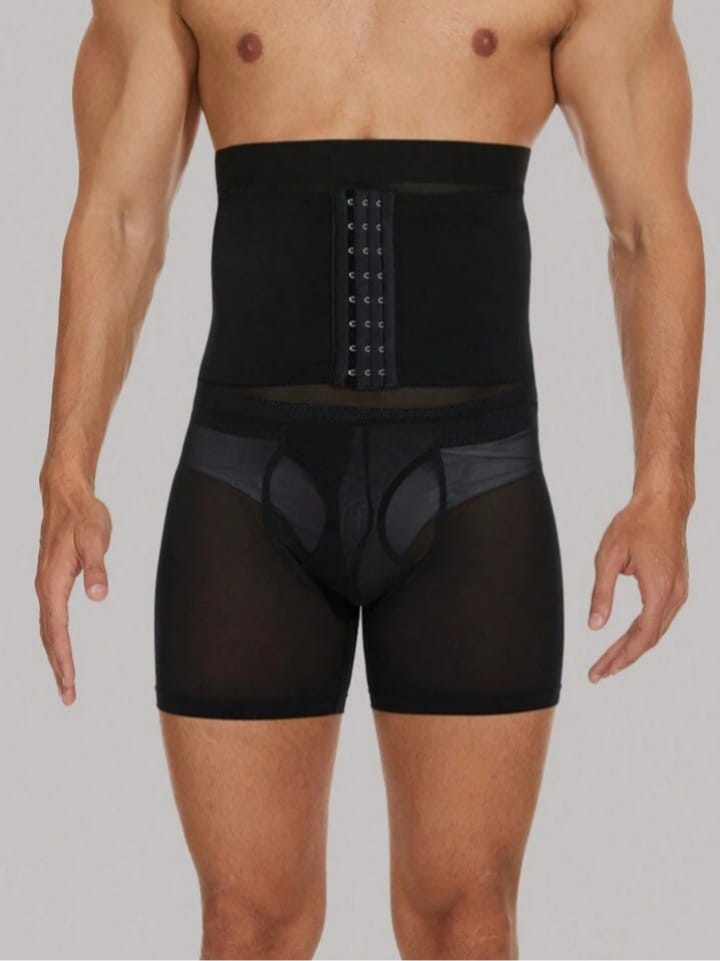 B-FIT Men's High Waist Mesh Patchwork Shapewear
